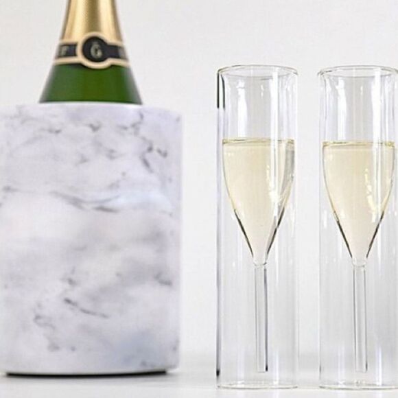 Rachel Zoe Contemporary 2 Double-walled Champagne Flutes D25 - Picture 2 of 4